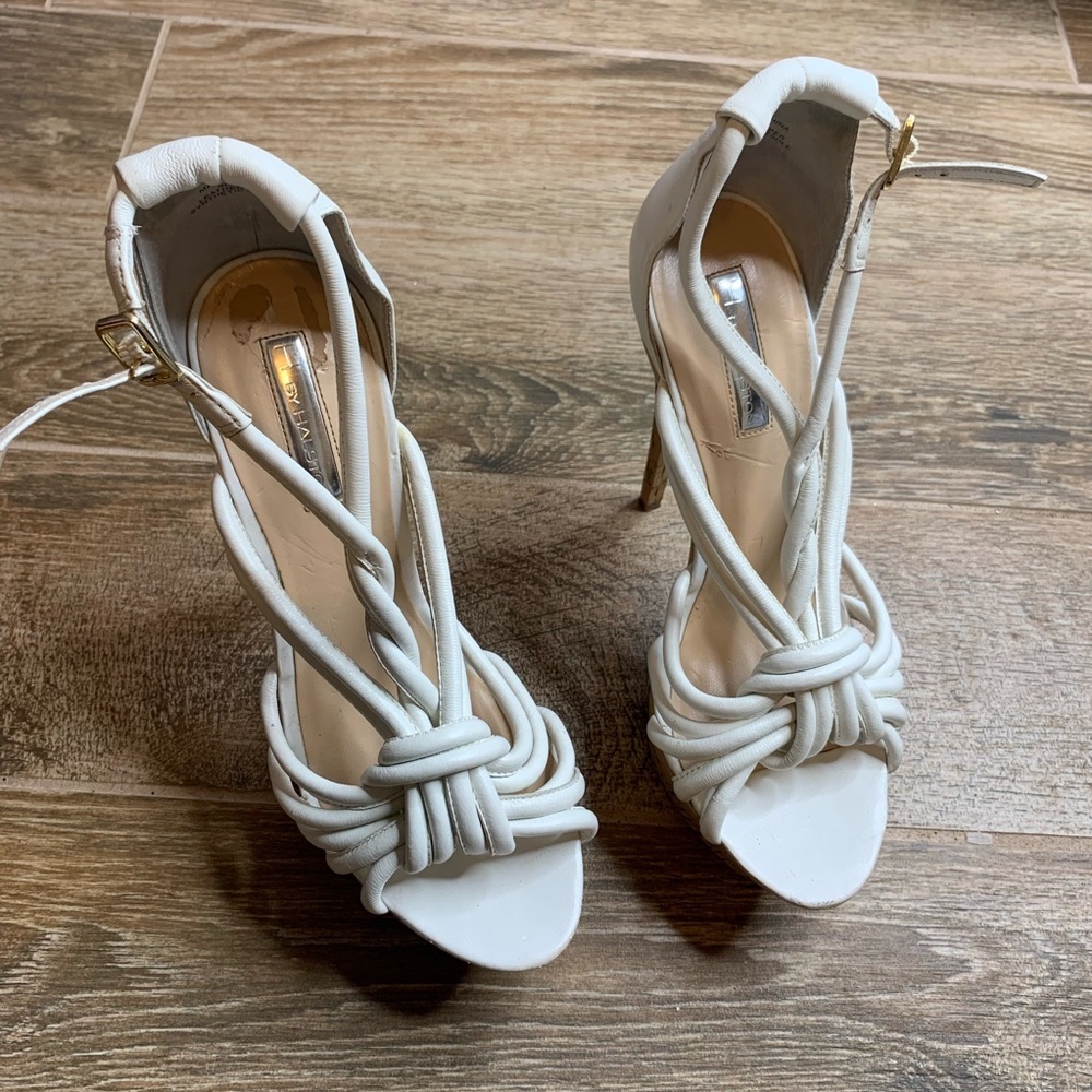 H by Halston white cork heel